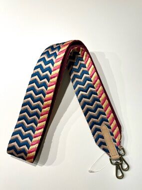 Anthropologie Woven Chevron Pattern Bag Strap featuring leather tabs
